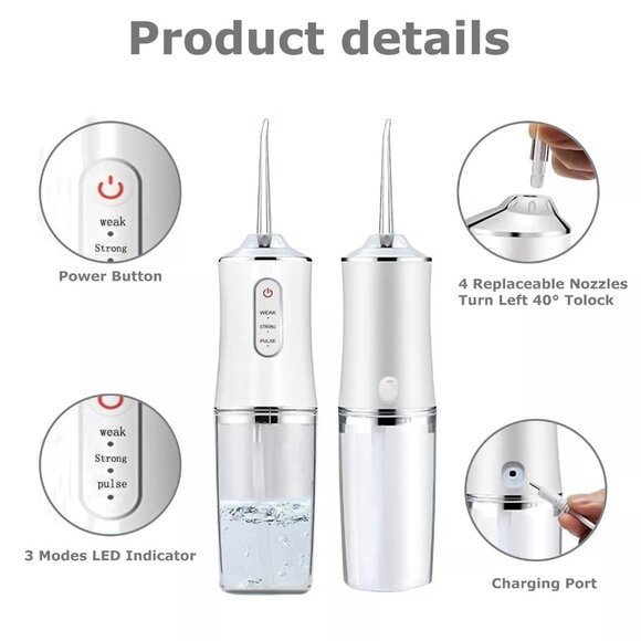 Oral Irrigator Portable Dental Water Flosser USB Rechargeable Water Jet Floss - Picture 13 of 13